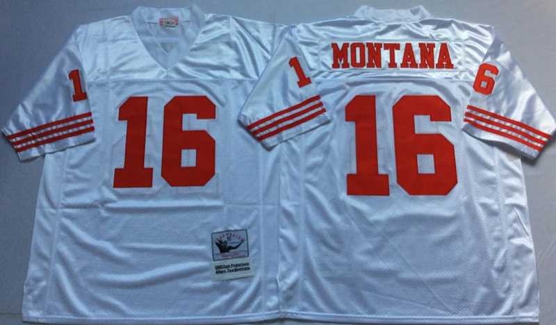 49ers 16 Joe Montana White M&N Throwback Jersey